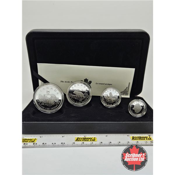 RCM Canada 2004 Fine Silver 4-Coin Set : The Arctic Fox One Ounce ; 1/2 Ounce 1/4 Ounce; 1/10 Ounce 