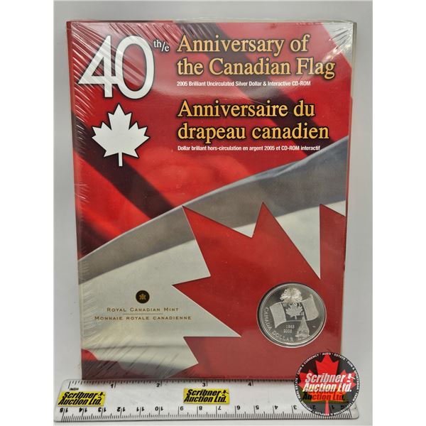 RCM Canada 2005 Brilliant Uncirculated Silver Dollar & CD-Rom : 40th Anniversary of the Canadian Fla