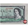 Image 4 : Canada $1 Bill 1954 : Beattie/Rasminsky GN6732086 (CCCS Cert : AU-55 : Almost Uncirculated)
