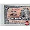 Image 3 : Bank of Canada $2 Bill 1937 : Coyne/Towers #CR2744808 (CCCS Cert : VF-30 : Very-Fine : Tears)