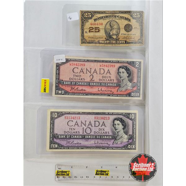 Canada Bill Collector Combo (3) :  - Twenty Five Cent "Shinplaster" 1923 : Campbell/Clark #660490 - 