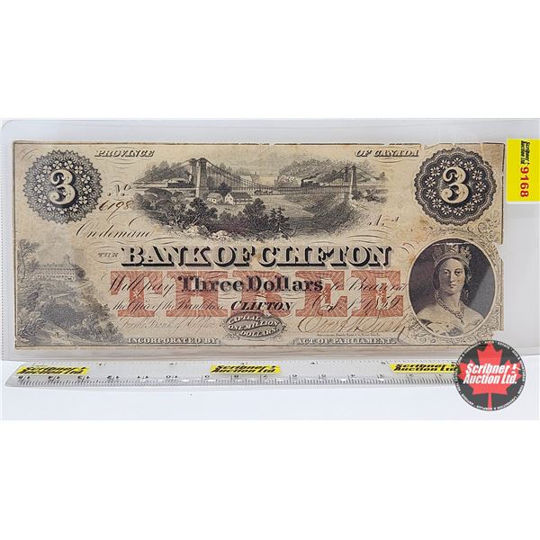Bank of Clifton $4 Banknote : 1859