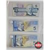 Image 3 : Canada $5 Bills (6) : - 1937 Gordon/Towers #DC4854626 - 1954 Beattie/Rasminsky #EX2089065 - 1972 Law