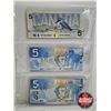 Image 6 : Canada $5 Bills (6) : - 1937 Gordon/Towers #DC4854626 - 1954 Beattie/Rasminsky #EX2089065 - 1972 Law