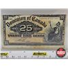 Image 2 : Dominion of Canada 1900 Twenty Five Cent "Shinplaster" : Boville (CCCS Cert : F-12 : Fine : Cut Out 