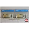 Image 1 : Canada $1 Bills 1973 (2 Consecutive ~ Certified) : Lawson/Bouey #EAN3692379-380 (Both CCCS Cert : AU