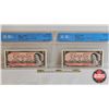 Image 1 : Canada $2 Bills 1954 (2 Consecutive ~ Certified) : Lawson/Bouey # PG8587576 (CCCS Cert : AU-50 : Alm