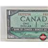 Image 2 : Mismatched Serial Numbers : Canada $1 Bill 1954 : Beattie/Rasminsky (Left : S/N# HO3272736) (Right :