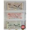 Image 7 : Canada Bills Bird Series (7) : - $1000 : 1988 Bonin/Thiessen #EKA2881844 - $100 : 1988 Thiessen/Crow