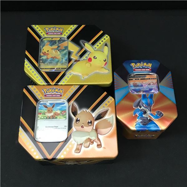 LOT OF 3 POKEMON TCG TINS - BULK