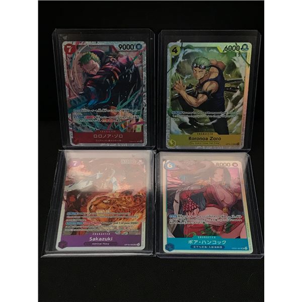 LOT OF 4 ONE PIECE TRADING CARDS IN INDIVIDUAL SLEEVES