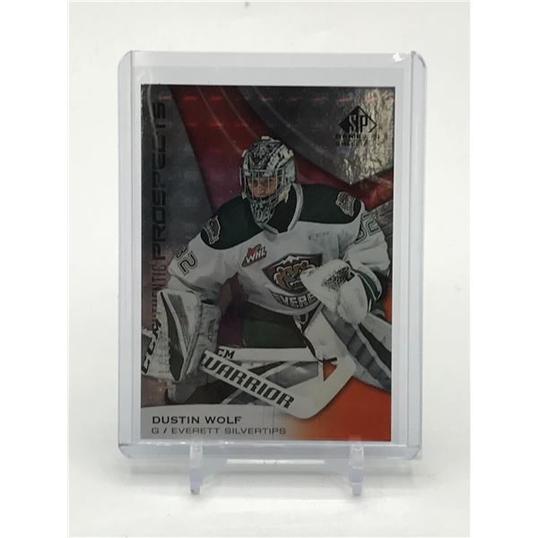 2019-20 UPPER DECK SP GAME USED HOCKEY DUSTIN WOLF PROSPECTS TRADING CARD