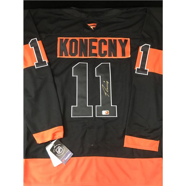 TRAVIS KONENCY SIGNED PHILADELPHIA FLYERS CUSTOM HOCKEY JERSEY - ELITE COA