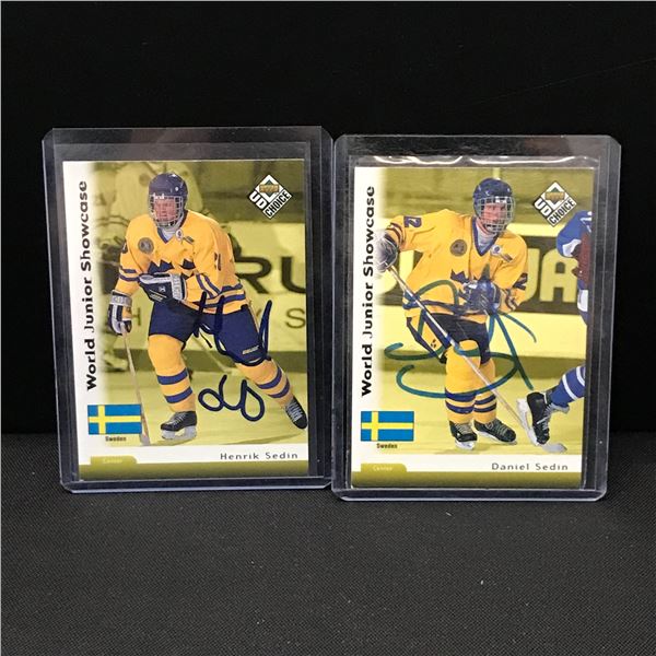 LOT OF 2 SIGNED TRADING CARDS - DANIEL & HENRIK SEDIN