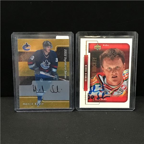 LOT OF 2 HENRIK SEDIN SIGNED HOCKEY TRADING CARDS
