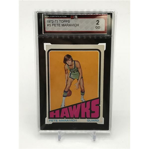 1972-73 #5 PETE MARAVICH TRADING CARD - KSA GRADE 2