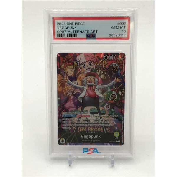 2024 ONE PIECE VEGAPUNK OP07 ALTERNATIVE ART TRADING CARD - PSA GRADE 10