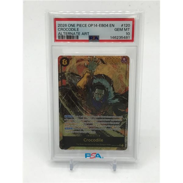 2026 ONE PIECE OP14 EB04 EN CROCODILE ALTERNATIVE ART TRADING CARD - PSA GRADE 10