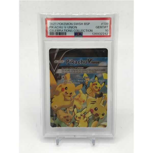 2021 POKEMON SWSH BSP PIKACHU V-UNION CELEBRATIONS COLLECTION TRADING CARD - PSA GRADE 10