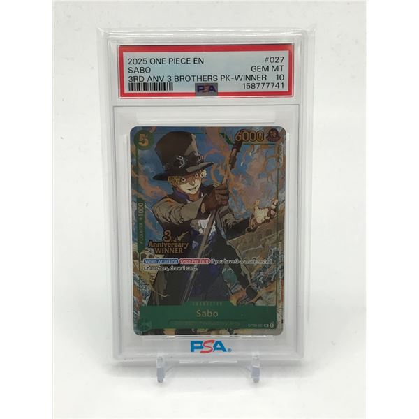 2025 ONE PIECE EN SABO 3RD ANV 3 BROTHERS PK-WINNER TRADING CARD - PSA GRADE 10