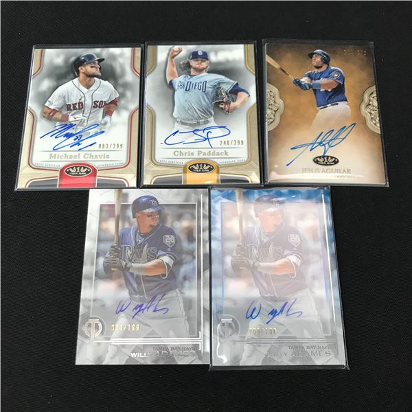 LOT OF 5 SIGNED BASEBALL TRADING CARDS