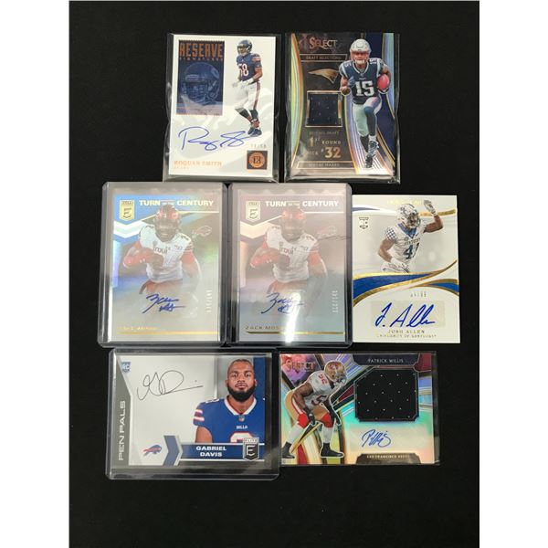 LOT OF 7 FOOTBALL TRADING CARDS INCLUDING 6 SIGNED