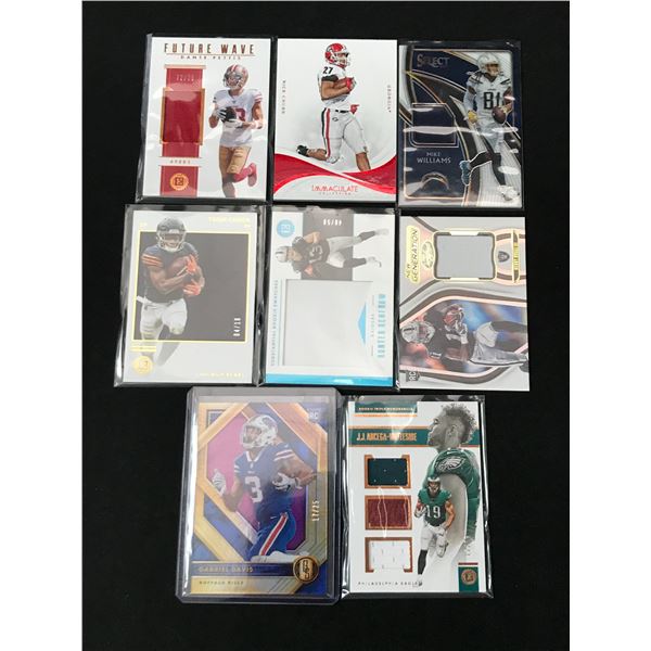 LOT OF 8 FOOTBALL TRADING CARDS INCLUDING PATCHES AND ROOKIES