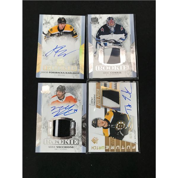 LOT OF 4 HOCKEY TRADING CARDS - INCLUDING SIGNED AND PATCH