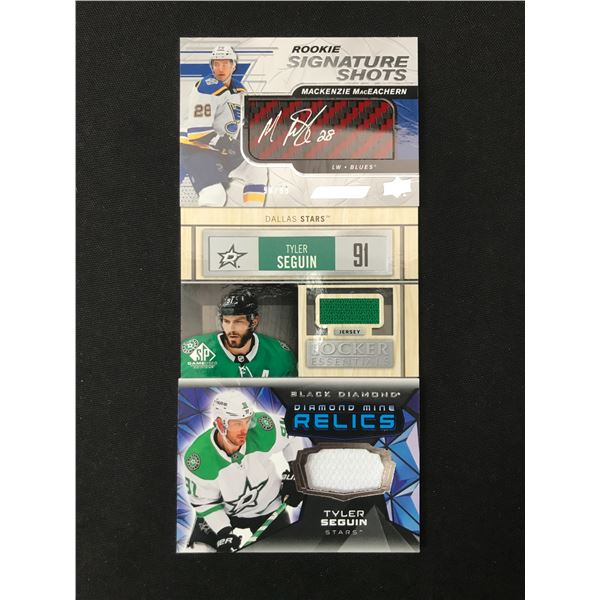 LOT OF 3 HOCKEY PATCH TRADING CARDS INCLUDING 1 SIGNED