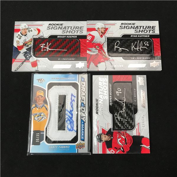 LOT OF 4 SIGNED PATCH HOCKEY TRADING CARDS