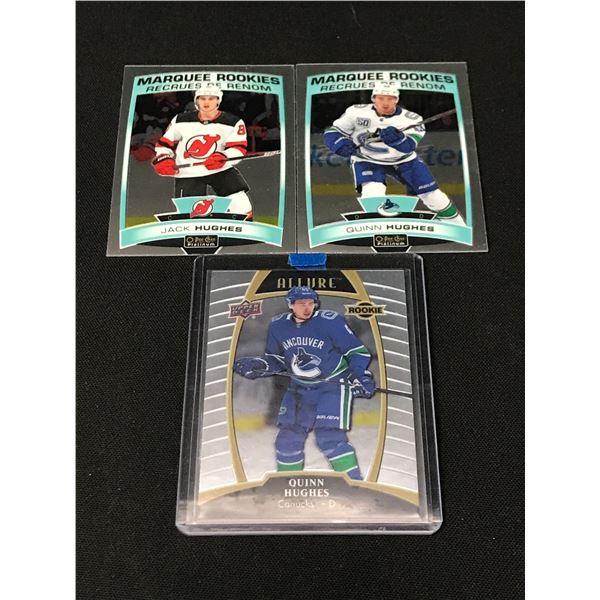 LOT OF 3 HOCKEY ROOKIE TRADING CARDS - JACK AND QUINN HUGHES