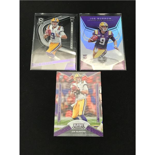 LOT OF 3 JOE BURROW ROOKIE FOOTBALL TRADING CARDS