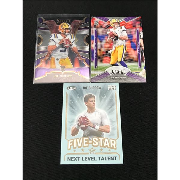 LOT OF 3 JOE BURROW FOOTBALL TRADING CARDS - INCLUDING 2 ROOKIES