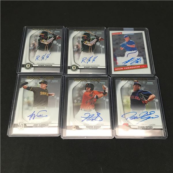 LOT OF 6 SIGNED BASEBALL TRADING CARDS - INCLUDING ROOKIES