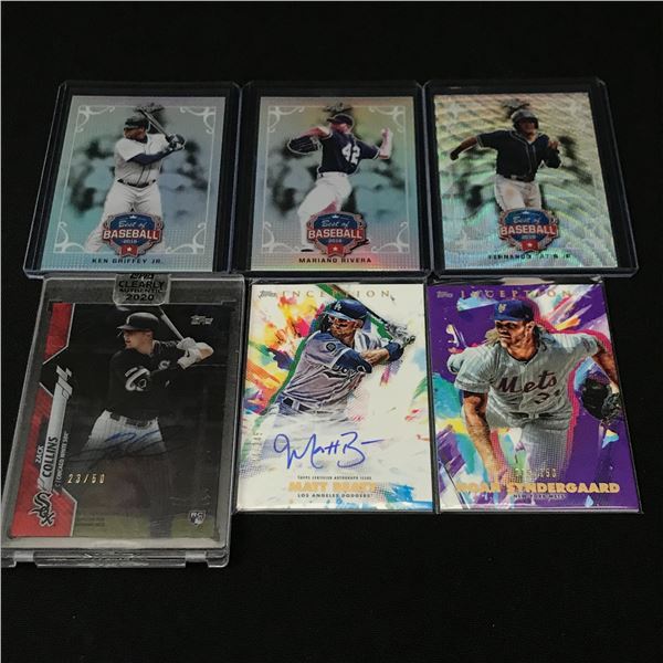 LOT OF 6 BASEBALL TRADING CARDS - INCLUDING 1 SIGNED