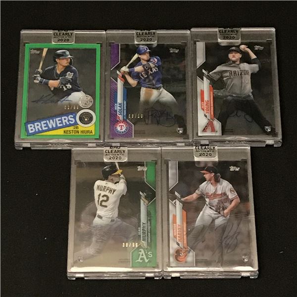 LOT OF 5 SIGNED 2020 TOPPS CLEARLY AUTHENTIC BASEBALL TRADING CARDS