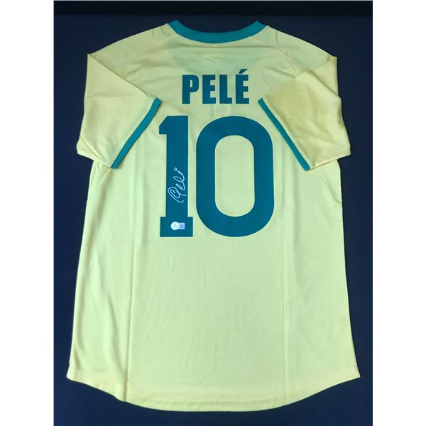 PELE SIGNED BRASIL SOCCER JERSEY - BECKETT COA