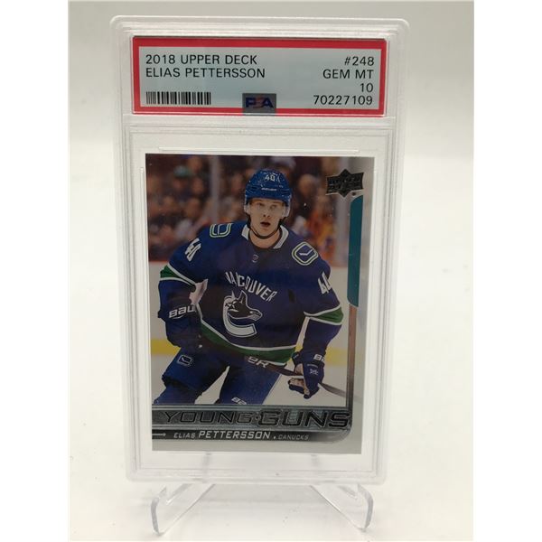 2018 UPPER DECK ELIAS PETTERSSON YOUNG GUNS TRADING CARD - PSA GRADE 10