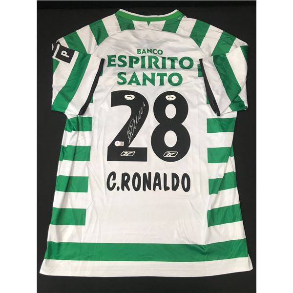 CRISTIANO RONALDO SIGNED SPORTING CP SOCCER JERSEY - BECKETT COA