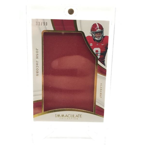2019 PANINI IMMACULATE COLLECTION COLLEGIATE JOSH JACOBS PATCH TRADING CARD 33/99