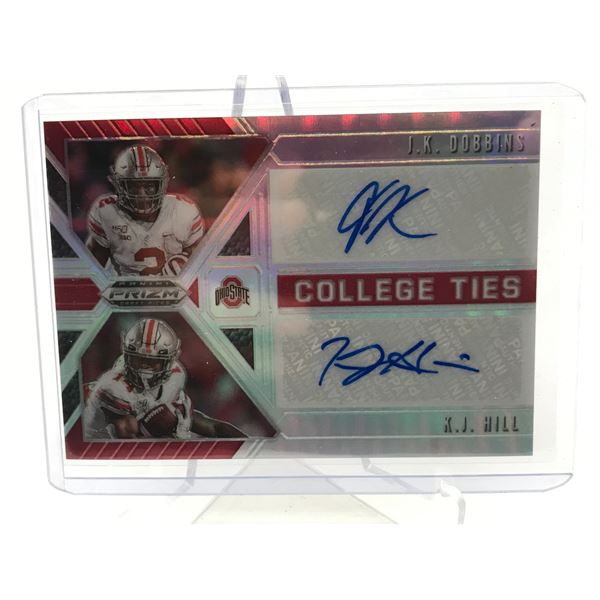 2020 PANINI PRIZM DRAFT PICKS J.K DOBBINS AND K.J HILL DUAL SIGNED TRADING CARD