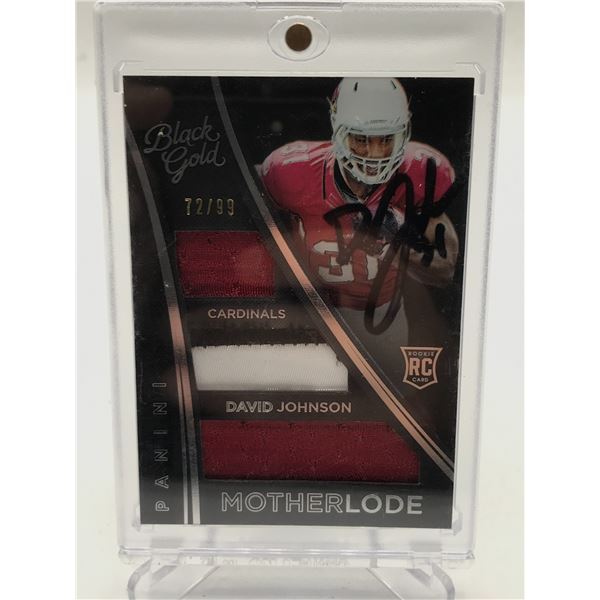 DAVID JOHNSON SIGNED FOOTBALL TRADING CARD - JSA COA