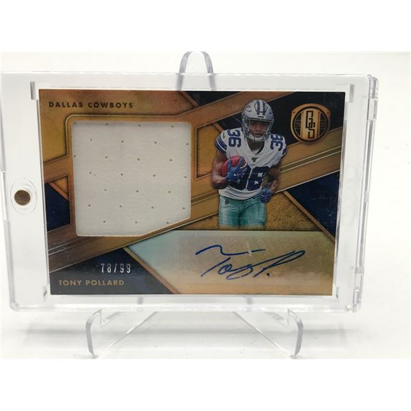 2019 PANINI GOLD STANDARD FOOTBALL TONY POLLARD SIGNED PATCH TRADING CARD 78/99