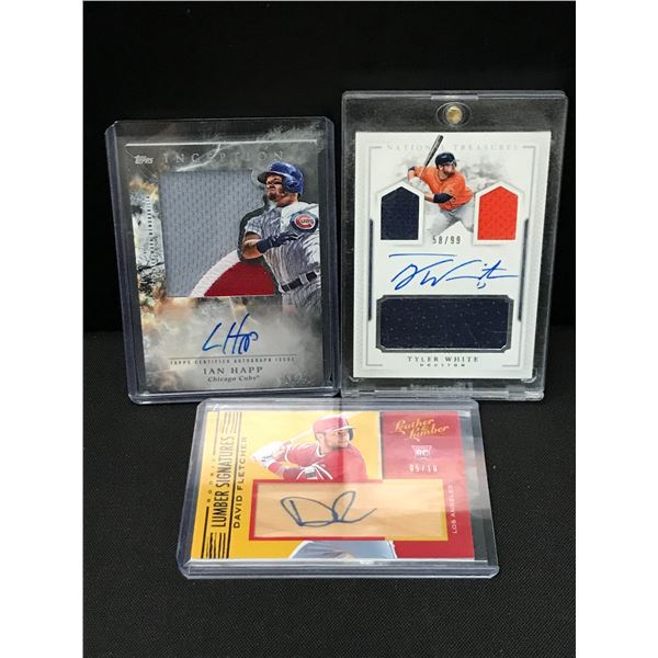 LOT OF 3 SIGNED BASEBALL PATCH TRADING CARDS