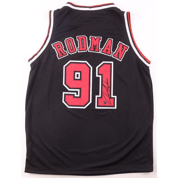 DENNIS RODMAN SIGNED CHICAGO BULLS BASKETBALL JERSEY - KB COA