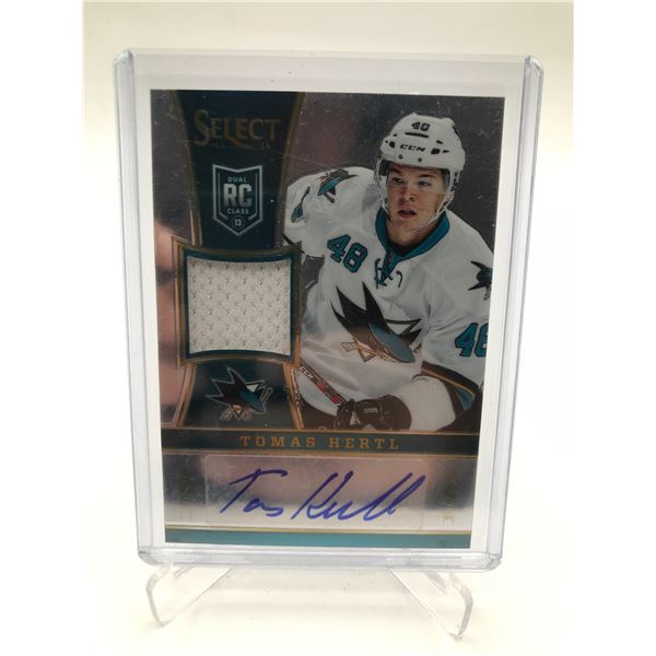 2013-14 PANINI SELECT HOCKEY TOMAS HERTL SIGNED PATCH ROOKIE TRADING CARD 172/199