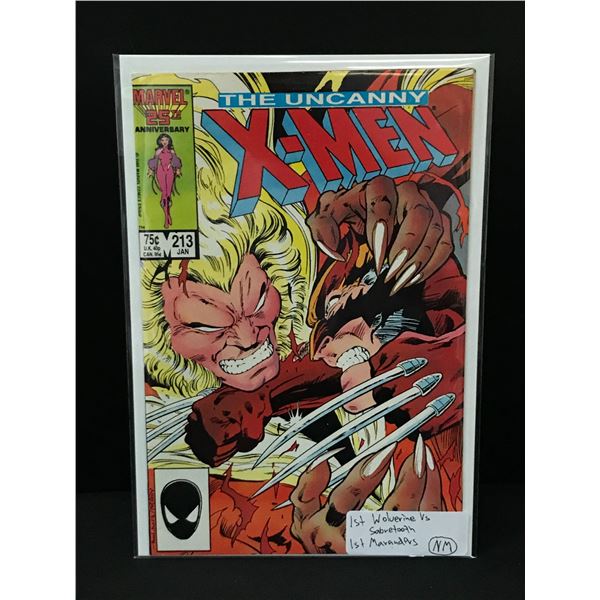 THE UNCANNY X-MEN #213 1ST WOLVERINE VS SABRETOOTH - MARVEL COMICS