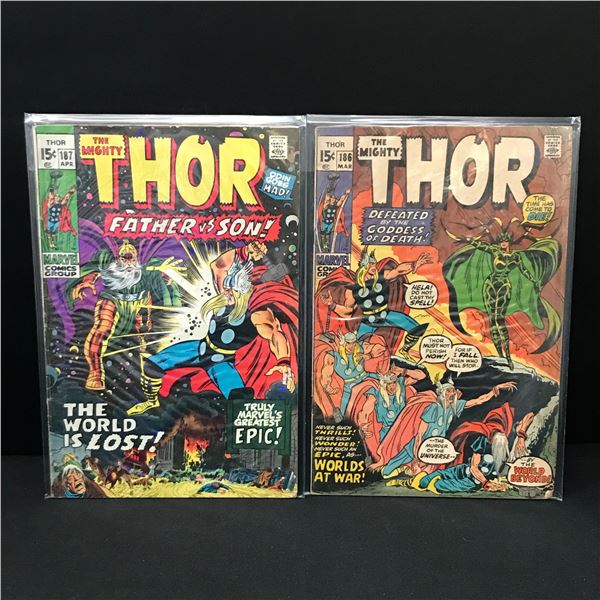 LOT OF 2 MIGHTY THOR COMICS #186 - #187 - MARVEL COMICS