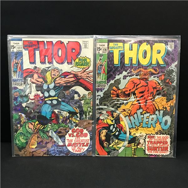LOT OF 2 MIGHTY THOR COMICS #176 - #177 - MARVEL COMICS