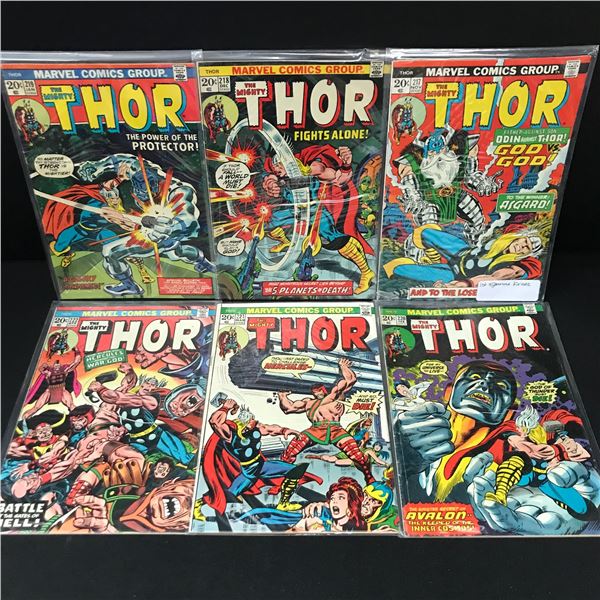LOT OF 6 MIGHTY THOR COMICS #217- #222 - MARVEL COMICS